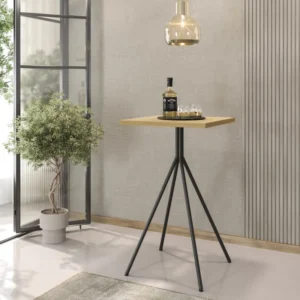 mobiliario-contract-mesa bistro alta metal negro tapa de mdp color miel 60 x 60 cms 1